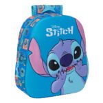 Disney Lilo & Stitch Mochila Infantil Preescolar & Relieve Frontal 3D Azul