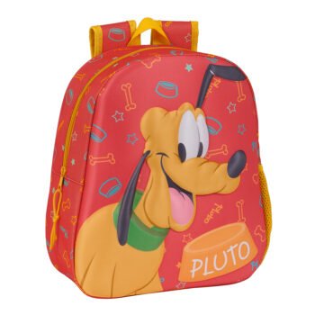 Pluto Mochila Infantil Preescolar Relieve Frontal 3D Naranja
