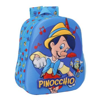 Pinocchio Mochila Infantil Preescolar Relieve Frontal 3D Azul