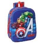 Marvel Avengers Mochila Infantil Preescolar Relieve Frontal 3D Azul