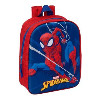 Marvel Spider-Man Mochila Infantil Preescolar Relieve Frontal 3D Azul