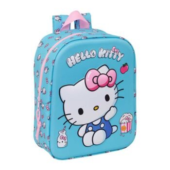 Sanrio Hello Kitty Mochila Infantil Preescolar Relieve Frontal 3D Azul