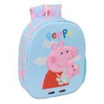 Peppa Pig Mochila Infantil Preescolar Relieve Frontal 3D Azul