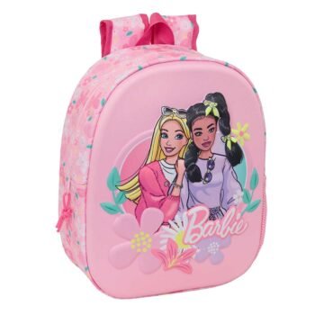 Barbie Mochila Infantil Preescolar Relieve Frontal 3D Rosa