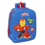 Marvel Iron Man Mochila Infantil Preescolar Relieve Frontal 3D Azul