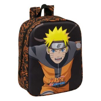 Naruto Mochila Infantil Preescolar Relieve Frontal 3D Negro