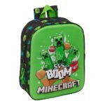 Minecraft Mochila Infantil Preescolar Rr Relieve Frontal 3D Multicolor