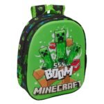 Minecraft Mochila Infantil Preescolar Rr Relieve Frontal 3D Multicolor