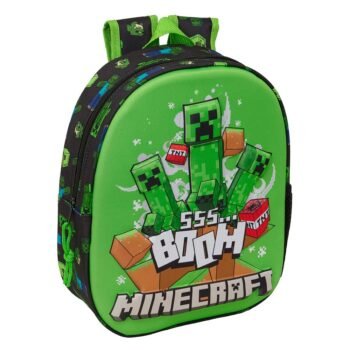 Minecraft Mochila Infantil Preescolar Rr Relieve Frontal 3D Multicolor
