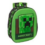 Minecraft Mochila Infantil Preescolar Rr Relieve Frontal 3D Negro