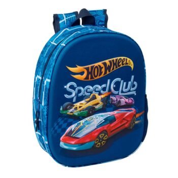 Hot Wheels Mochila Infantil Preescolar Relieve Frontal 3D Azul Marino