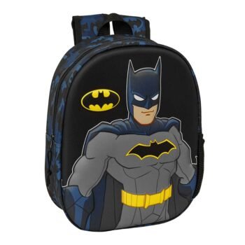 DC Comics Batman Mochila Infantil Preescolar Relieve Frontal 3D Azul