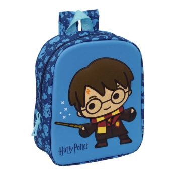 Harry Potter Mochila Infantil Preescolar Relieve Frontal 3D Azul Marino