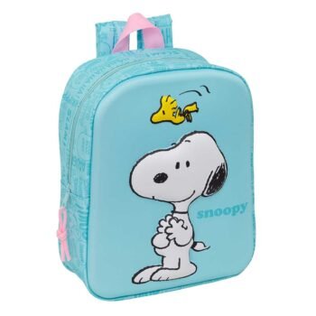 Snoopy Mochila Infantil Preescolar Relieve Frontal 3D Azul