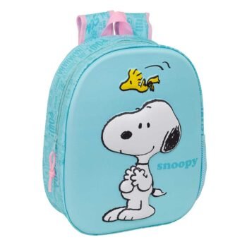 Snoopy Mochila Infantil Preescolar Relieve Frontal 3D Azul