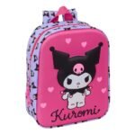 Sanrio Kuromi Mochila Infantil Preescolar Relieve Frontal 3D Rosa