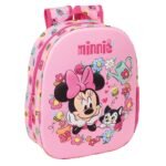 Disney Minnie Mouse Mochila Infantil Preescolar Relieve Frontal 3D Rosa