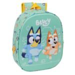 Bluey Mochila Infantil Preescolar Rr Relieve Frontal 3D Verde