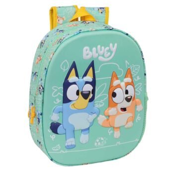 Bluey Mochila Infantil Preescolar Rr Relieve Frontal 3D Verde