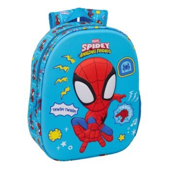 Marvel Spider-Man Mochila Infantil Preescolar Relieve Frontal 3D Azul