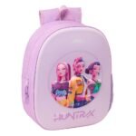 K-Pop Demon Hunters Mochila Infantil Preescolar K - Pop Relieve Frontal 3D Morado