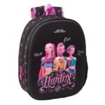 K-Pop Demon Hunters Mochila Infantil Preescolar K - Pop Relieve Frontal 3D Negro