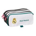Real Madrid Estuche Portatodo Triple Adaptable a Blanco