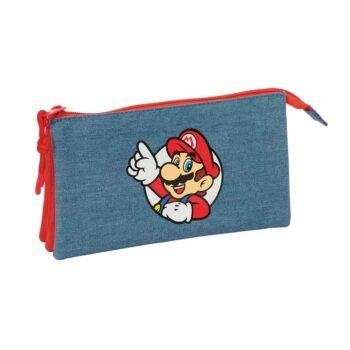 Super Mario Estuche Portatodo Triple Negro