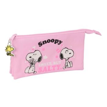 Snoopy Estuche Portatodo Triple Blanco