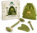 Set Rodillo de Jade y Gua Sha Facial, Masajeador Facial de Piedra Natural, Kit de Skincare para Rostro y Cuello, Relajación, Belleza y Cuidado Facial