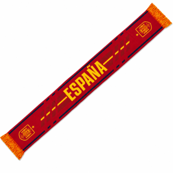RFEF BUFANDA ESPAÑA 2026 – Bufanda Oficial de la Selección Española – Diseño Rojo con Escudo, Flecos Amarillos y Gráficos de La Roja