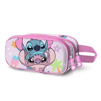 Disney Lilo & Stitch Estuche Portatodo & Relieve Frontal 3D Doble Rosa