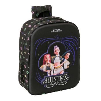 K-Pop Demon Hunters Mochila Infantil Preescolar K - Pop Relieve Frontal 3D Negro