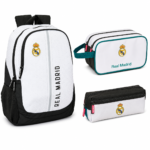 Set Vuelta al Cole Real Madrid Blanco y Negro – Mochila, Portatodo Triple y Estuche Doble